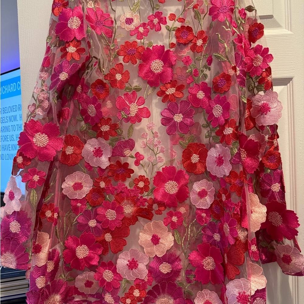 iHeartRaves Floral Mesh Kimono - Pink and Red